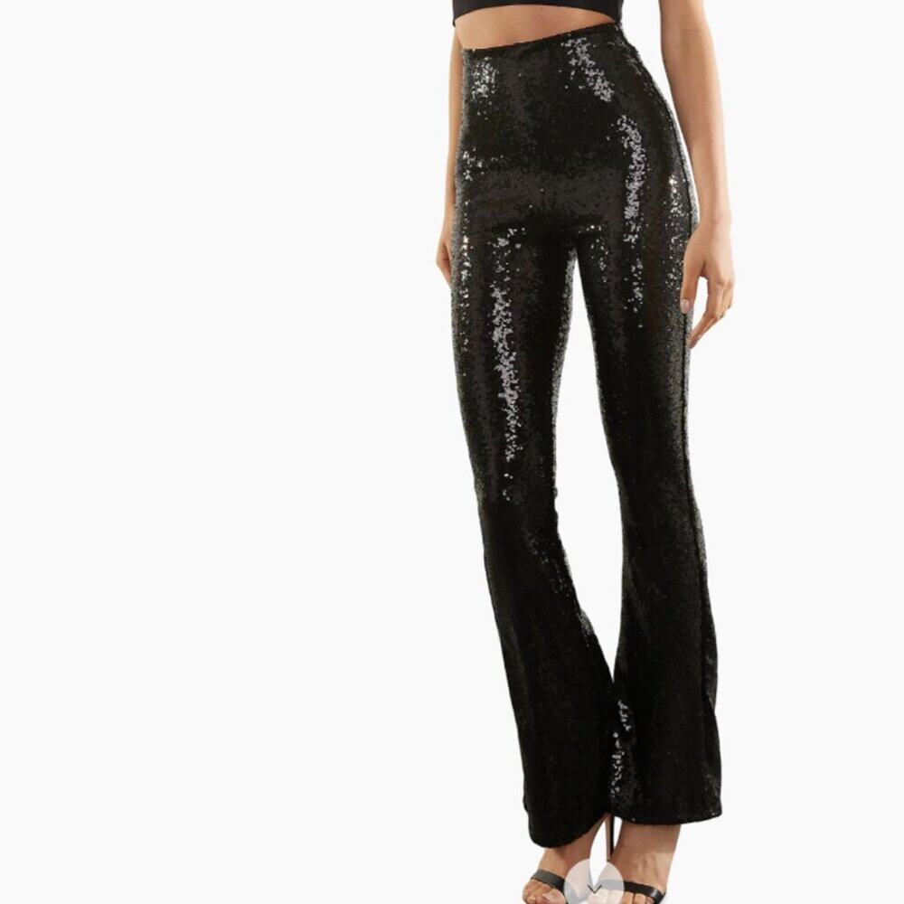 Black Sequin Women's Sequin Flare Pant - SIZE XL